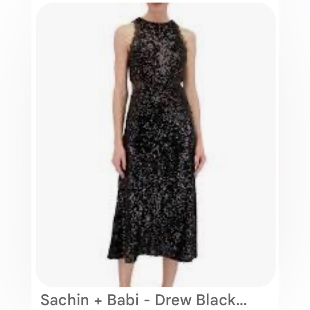 NEW Sachin + Babi Sparkling Black Midi Dress